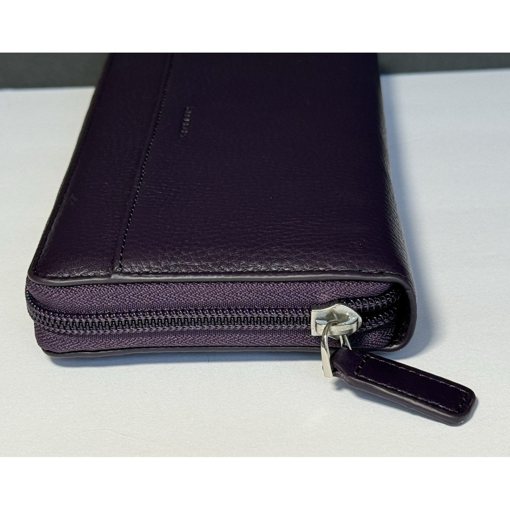 NWOT Levenger Accordion Wallet Grape Purple Pebbled Leather Zip Around RFID - Picture 6 of 12